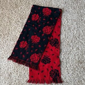 Elegant Red and Black Rose Scarf